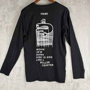 Fisher Stop It Roller Coaster‎ Black Long Sleeve Graphic T-Shirt Mens Medium